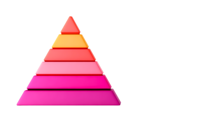 Pyramid of Layers with Vibrant Colors, Glossy, 3D, cut out transparent