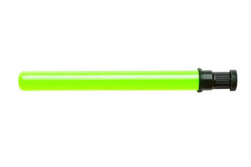 Fototapeta premium Bright green glow stick on black background, cut out