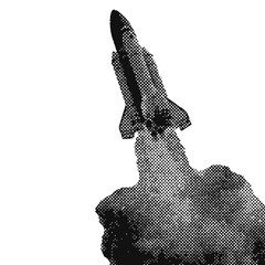 Space shuttle halftone grunge vector design element