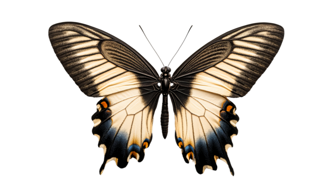 Exotic butterfly with detailed wing patterns, insect beauty, cut out transparent