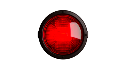 Red glowing light on black background, emergency, safety, cut out transparent
