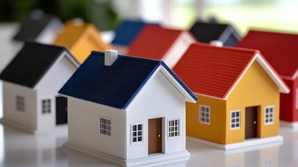 Colorful Model Houses Representing Real Estate Development or New Home Construction