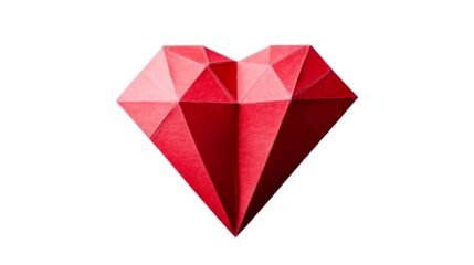 Paper heart with geometric shapes, valentine's day symbol, cut out transparent