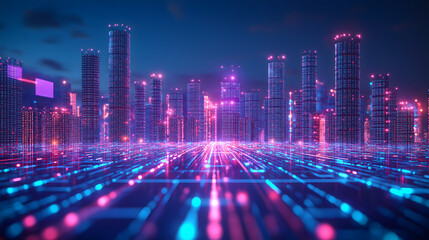Fototapeta premium Cyberpunk Cityscape at Night
