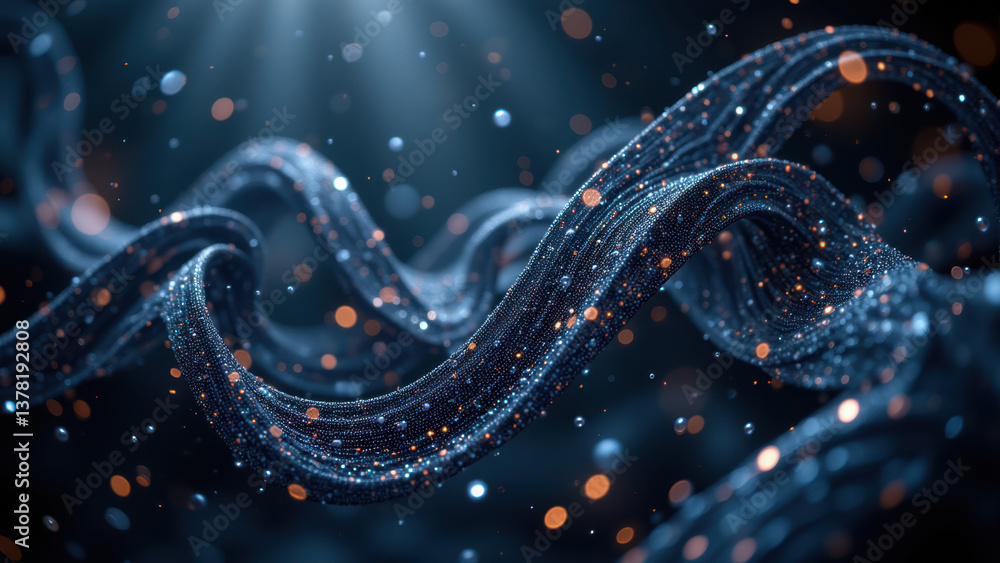 Poster futuristic digital cloud formation with glowing particles, representing advanced technological conce