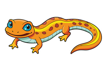 Obraz premium Cartoon Orange Salamander with Red Spots on White Background