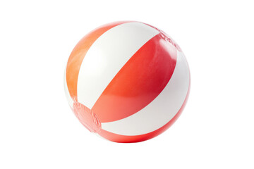 Red and white inflatable beach ball isolated on white background, cut out