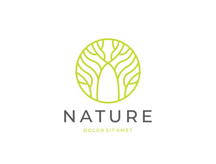 Artistic Tree Illustration. Nature Tree Vector Logo Design.