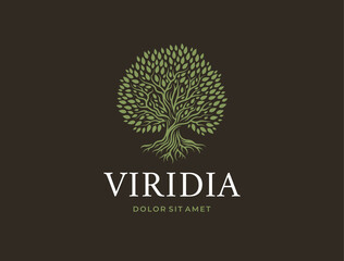 Artistic Tree Illustration. Nature Tree Vector Logo Design.