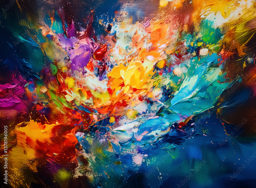 Poster colorful abstract art. dynamic brushstrokes and vibrant hues create an expressive and textured paint