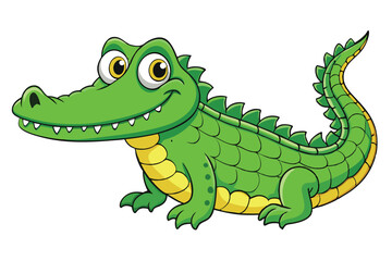 Fototapeta premium Cheerful Cartoon Alligator Illustration, Bright Green Reptile with Funny Expression