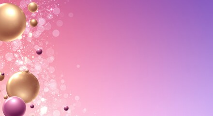 Elegant Pink and Gold Abstract Background with Floating Orbs and Sparkling Lights Festive Design Perfect for Holiday Cards or Invitations