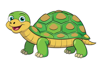 Obraz premium Smiling Green Turtle Character with Brown Spots Cartoon Isolated