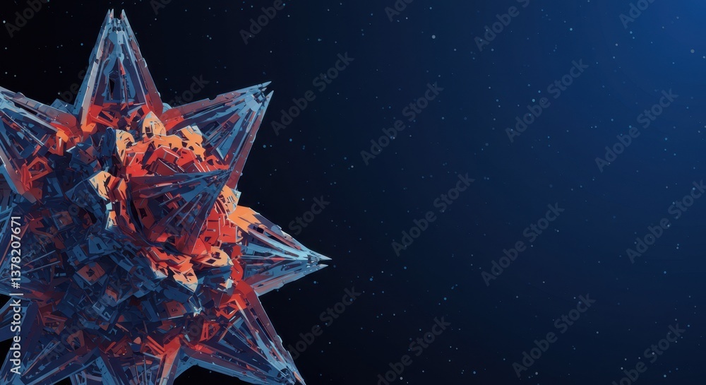 Poster cosmic star cluster: a 3d render of an intricate stellar structure in deep space