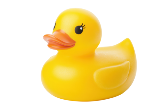Yellow rubber duck isolated on white background, cut out