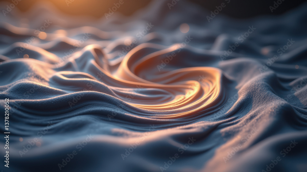 Poster a futuristic interface with abstract glowing lines on a reflective surface.