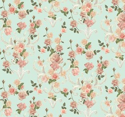 seamless pattern with flowers roses 