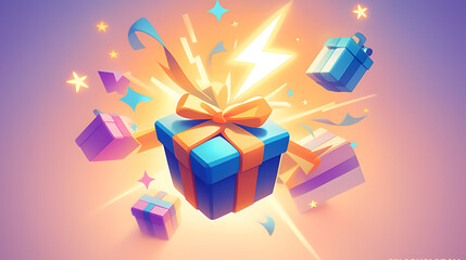 Gift Box Explosion with Confetti