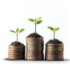 Growing Investments: Coins, Soil, & Sprouting Plants