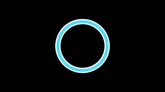 Neon loading circle animation on black background. technology of web site reload or refresh