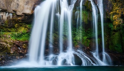 Obraz premium close up of waterfall with cascading water slow motion