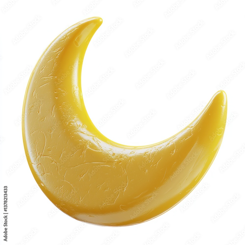 Poster bright yellow crescent moon shape decorated with subtle textures for creative use in art and design 