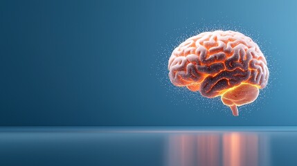 A digital representation of a brain with vibrant colors against a blue background.