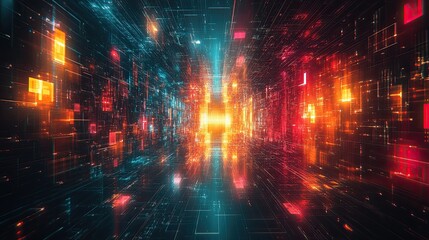 Abstract circuit cyberspace design created with Generative AI technology 