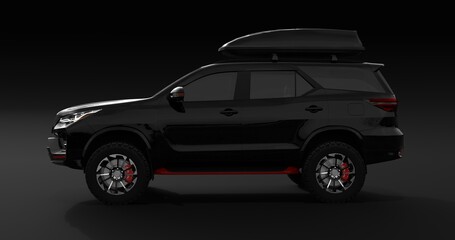Realistic Car SUV Touring Isolated on Black Background. 3D Rendering