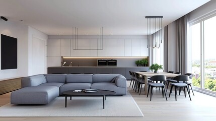 Fototapeta premium Elegant minimalist living room furniture design in modern home contemporary style gigapixel standard scale