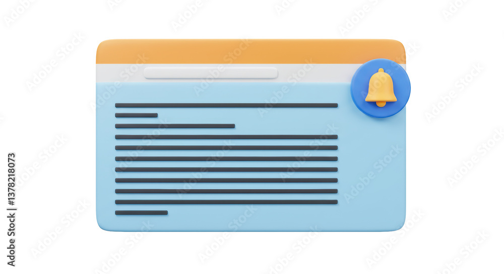 Poster isolated website notification with bell icon for alerts