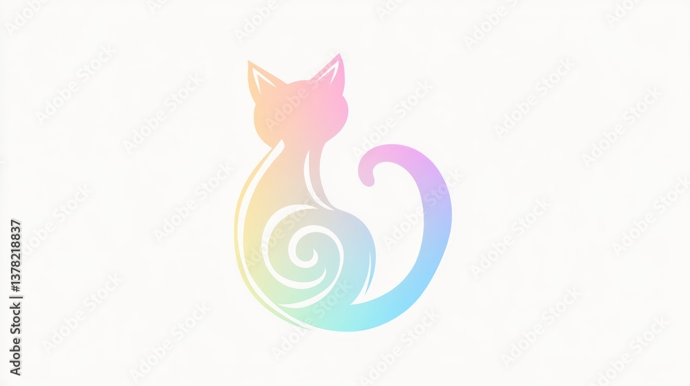 Poster gradient cat silhouette with swirling tail a colorful and abstract design for creative project