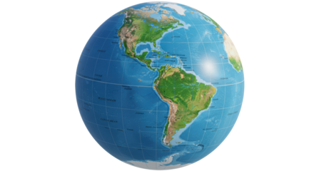 Isolated Earth Globe Showing Continents and Oceans