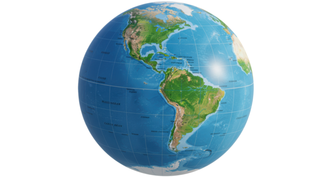 Isolated Earth Globe Showing Continents and Oceans