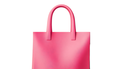 Pink tote bag with handles, isolated, cut out transparent