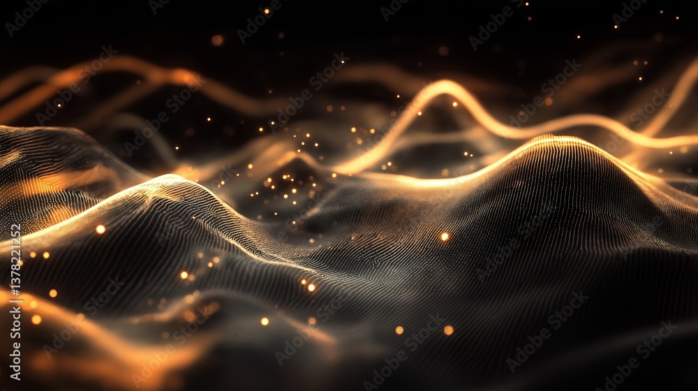 Poster a futuristic data stream represented as glowing, flowing lines
