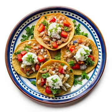 Chalupas food in a plate on white background