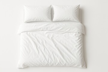 Fototapeta premium Freshly Made Bed with Crisp White Linens and Pillows Mockup, Creating a Clean and Inviting Ambiance.