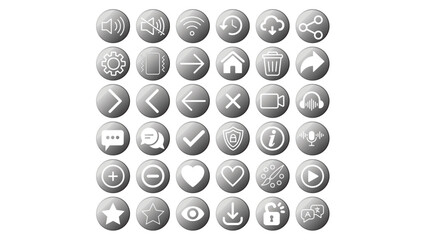 Metallic UI Icon Set – 36 Premium Vector SVG Icons