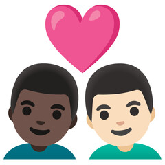 Couple with Heart: Man, Man, Dark Skin Tone, Light Skin Tone
