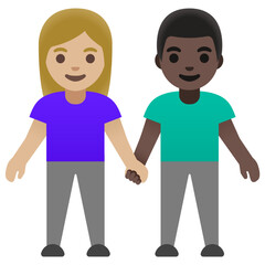 People Holding Hands: Woman, Man, Light Skin Tone, Dark Skin Tone
