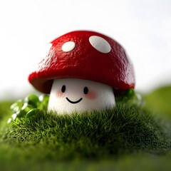 3d cartoon, cute mushroom clean and clear