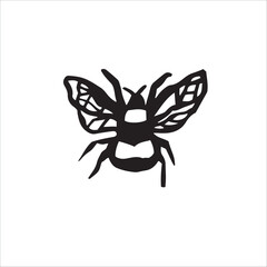 Vector black doodle, stylized bumblebee