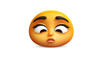 Fototapeta premium Emotional Expression, Emoji Face, Digital Art, Graphic Design, Online Environment, Close-up View, Symbolizing Mixed Feelings