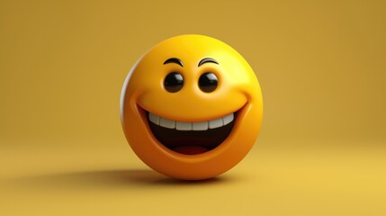 Fototapeta premium Smiling Emoji on Yellow Background A Cheerful Symbol of Positivity 