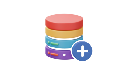 Isolated Database Icon with Plus Sign