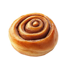 Fototapeta premium Delicious sweet cinnamon bun roll on a clean Transparent background perfect for desserts, Sweet cinnamon bun roll isolated on PNG background