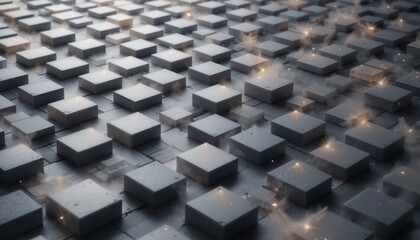 Fototapeta premium Dynamic digital blocks interacting in a futuristic environment abstract content high-tech perspective virtual reality concept