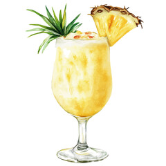 A watercolor vector painting of Frozen Pina Colada, isolated on a white background.

