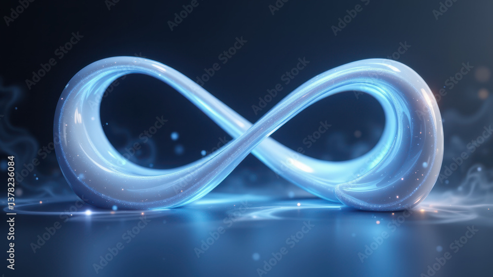 Poster futuristic abstract loop with glowing blue swirls.